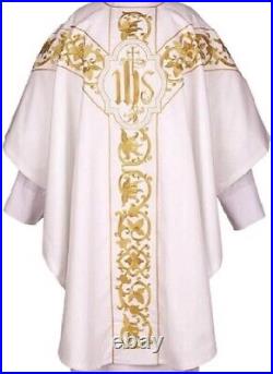 Roma Collection Chasuble, Embroidered White Chasuble (USUALLY SHIP IN 2 DAYS)