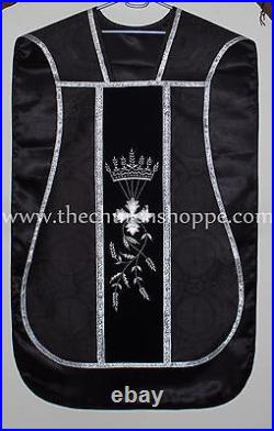 Roman Chasuble Fiddleback Set Vestment Fiddleback and mass set, Black, Casulla