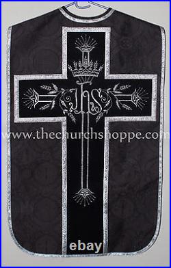 Roman Chasuble Fiddleback Set Vestment Fiddleback and mass set, Black, Casulla