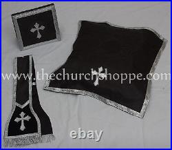 Roman Chasuble Fiddleback Set Vestment Fiddleback and mass set, Black, Casulla