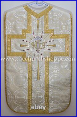 Roman Chasuble Fiddleback Vestment and mass set, metallic Gold, Casulla