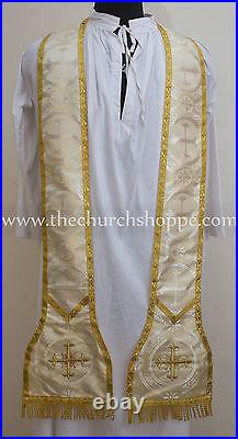 Roman Chasuble Fiddleback Vestment and mass set, metallic Gold, Casulla