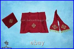 Roman Red Chasuble Fiddleback Vestment and Mass set, Holy Spirit embroidery