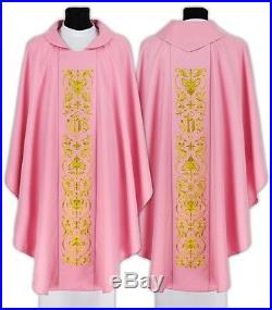 Rose Gothic Chasuble IHS Kasel Messgewand Vestment Casula 518-R us