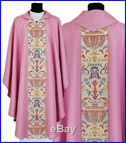 Rose Gothic Chasuble with stole 115-R Casulla Rosa Casula Rosa Kasel Messgewand