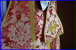 Rose Pink Silk Vestment Chasuble Kasel Messgewand Stole Stola Maniple Manipel