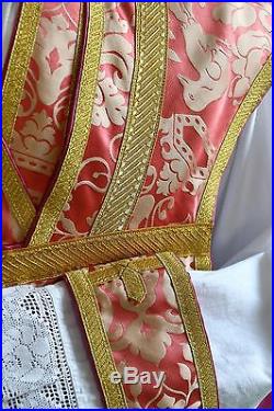 Rose Pink Silk Vestment Chasuble Kasel Messgewand Stole Stola Maniple Manipel