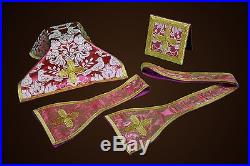 Rose Pink Silk Vestment Chasuble Kasel Messgewand Stole Stola Maniple Manipel