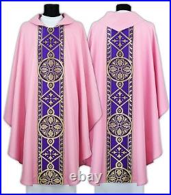 Rose/violet Gothic Chasuble with stole Vestment Casulla Rosa Casula Kasel 013R