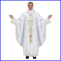 San Remo Collection Chasuble Gothic Style Cowl Collar 51 Inch x 59 Inch, White