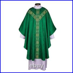 Satin Avignon Collection Semi Gothic Chasuble Green Polyester Size59 x 51 L