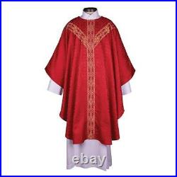 Satin Avignon Collection Semi Gothic Chasuble Red Polyester Size59 x 51