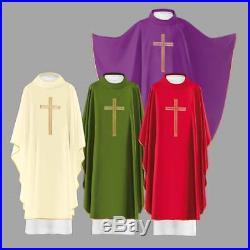 Set Of 4 Chasuble Vestment With Gold Cross Kasel Casulla Messgewand
