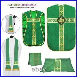 Set of 5 Red, White, Gold, Green, Purple Chasuble Fiddleback Vestment & mass sets