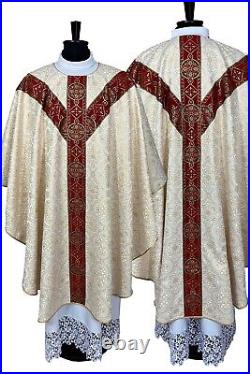 TWO Semi-Gothic style Chasuble, Golden Brocade vestment, PRIVET