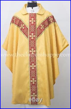 V COLLAR YELLOW GOTHIC Chasuble & Mass Set Lined Chasuble, Casel, Casulla