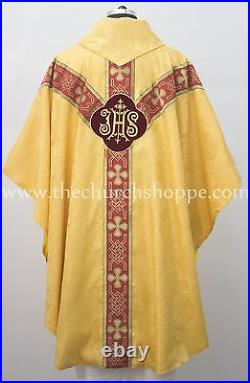 V COLLAR YELLOW GOTHIC Chasuble & Mass Set Lined Chasuble, Casel, Casulla