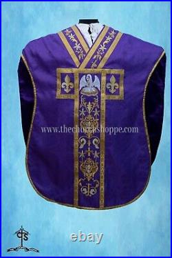 VIOLET Chasuble. St. Philip Neri Style vestment & mass set, PELICAN Embroidery