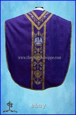 VIOLET Chasuble. St. Philip Neri Style vestment & mass set, PELICAN Embroidery