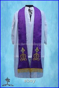 VIOLET Chasuble. St. Philip Neri Style vestment & mass set, PELICAN Embroidery