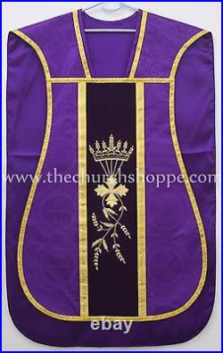 VIOLET Roman Chasuble Fiddleback Vestment and mass set Casulla Felt interface