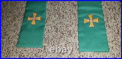Vintage Priest Vestment Chasuble & Stole Lovely Shade Of Green Chi Rho Beautiful