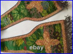 Vintage church silk brocade fabric stole chasuble christian vestment itm958