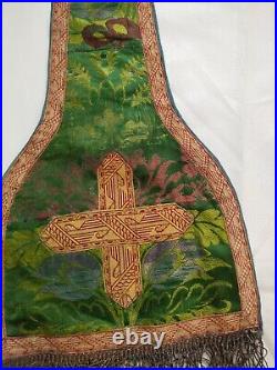 Vintage church silk brocade fabric stole chasuble christian vestment itm958