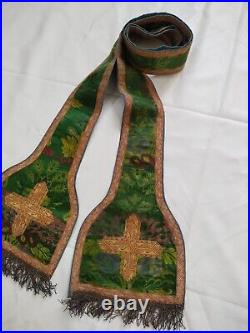 Vintage church silk brocade fabric stole chasuble christian vestment itm958