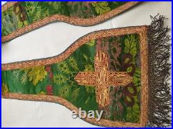 Vintage church silk brocade fabric stole chasuble christian vestment itm958