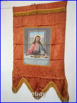 Vintage church vestment chasuble hand painted banner christian duable sided 501