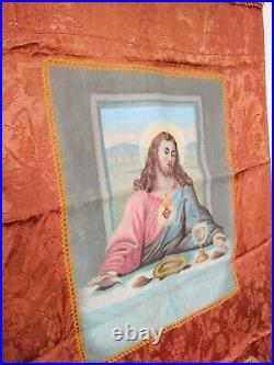 Vintage church vestment chasuble hand painted banner christian duable sided 501