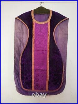 Vintage fabulous church vestment velvet & silk chasuble Christian item1059