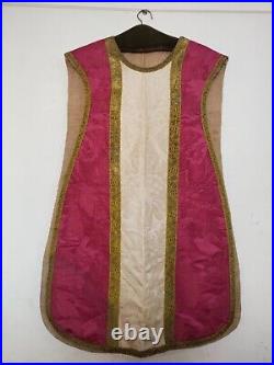 Vintage fantastic church vestment Chasuble silk brocade Christian textile 1000