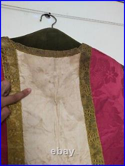 Vintage fantastic church vestment Chasuble silk brocade Christian textile 1000