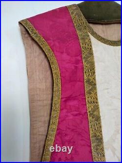 Vintage fantastic church vestment Chasuble silk brocade Christian textile 1000