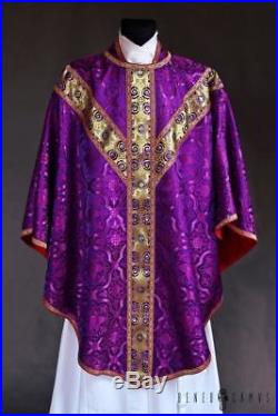 Messgewand Violett Kasel mit Stola Gothic Chasuble Casula 508-F de 