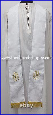 WHITE gothic vestment & mass & stole set, Gothic chasuble, casula, casel, NEW