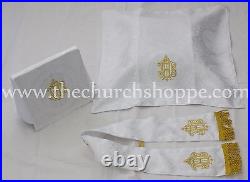 WHITE gothic vestment & mass & stole set, Gothic chasuble, casula, casel, NEW