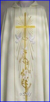 Wedding Chasuble With Stole, THREAD EMBROIDERY FRONT & BACK CLEARANCE/ LAST ONE