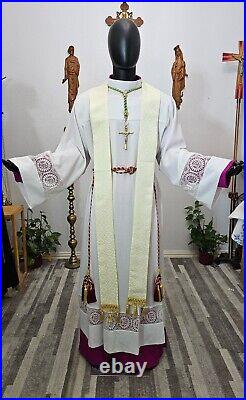 White Blue Marian Chasuble + Stole Wb00043