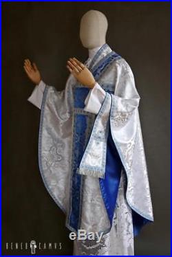 White Borromeo Marian Vestment Chasuble Kasel Messgewand Stole Maniple Manipel