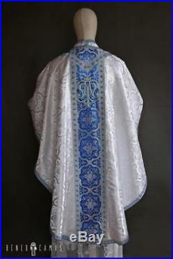 White Borromeo Marian Vestment Chasuble Kasel Messgewand Stole Maniple Manipel