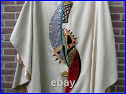 White Catholic liturgical vestment Chasuble with applique fish and bread