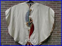 White Catholic liturgical vestment Chasuble with applique fish and bread