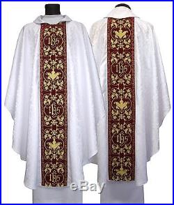 White Chasuble Kasel Messgewand Casula Embroidery made on velvet 603-ABC25 us