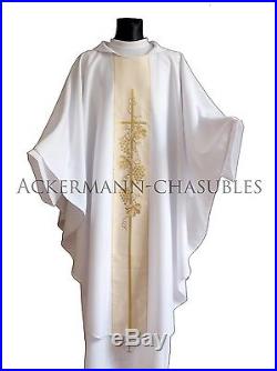 White Chasuble Kasel Messgewand Vestment Casula LINING 019B us