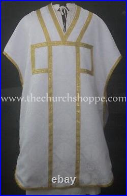 White Chasuble. St. Philip Neri Style vestment Stole & mass set 5 pc, Vestment NEW