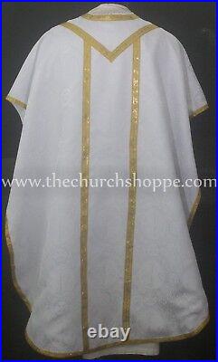 White Chasuble. St. Philip Neri Style vestment Stole & mass set 5 pc, Vestment NEW