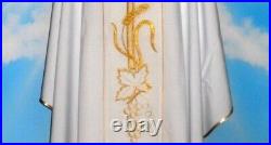 White Chasuble With Stole, THREAD EMBROIDERY FRONT & BACK Chi Rho / Alpha Omega